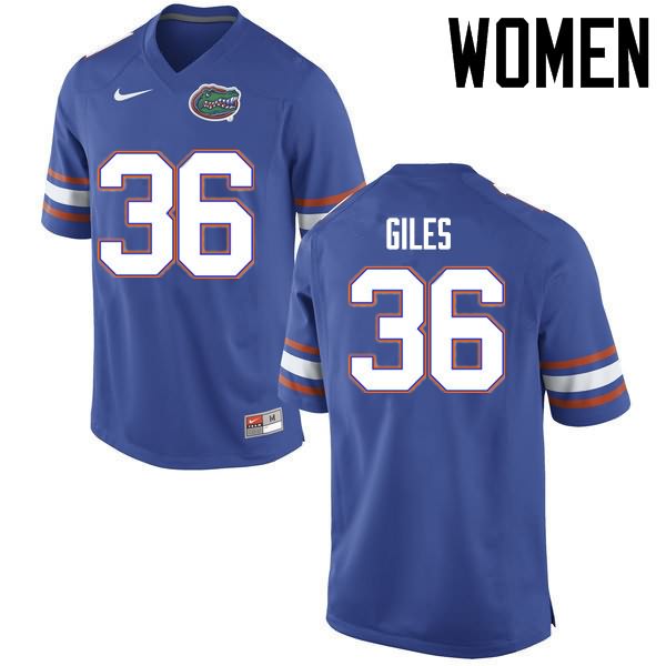 Women's NCAA Florida Gators Eddie Giles #36 Stitched Authentic Nike Blue College Football Jersey UGY7365QG